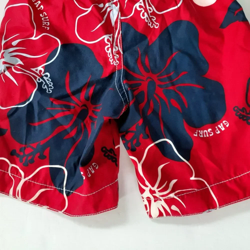 Gap Boys Swim Trunks Red Hibiscus Swimsuit Bathing Suit Size 2T
